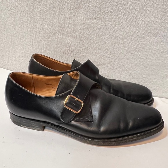 Peal & Co Monk Brooks Brothers Strap Dress Shoes Black Leather England Mens‎ 9D